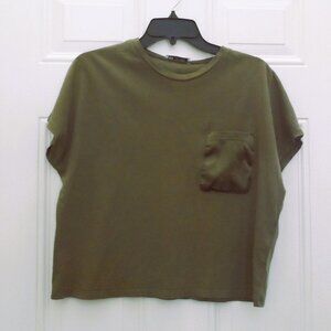 Zara- olive color , oversized crop top -size S